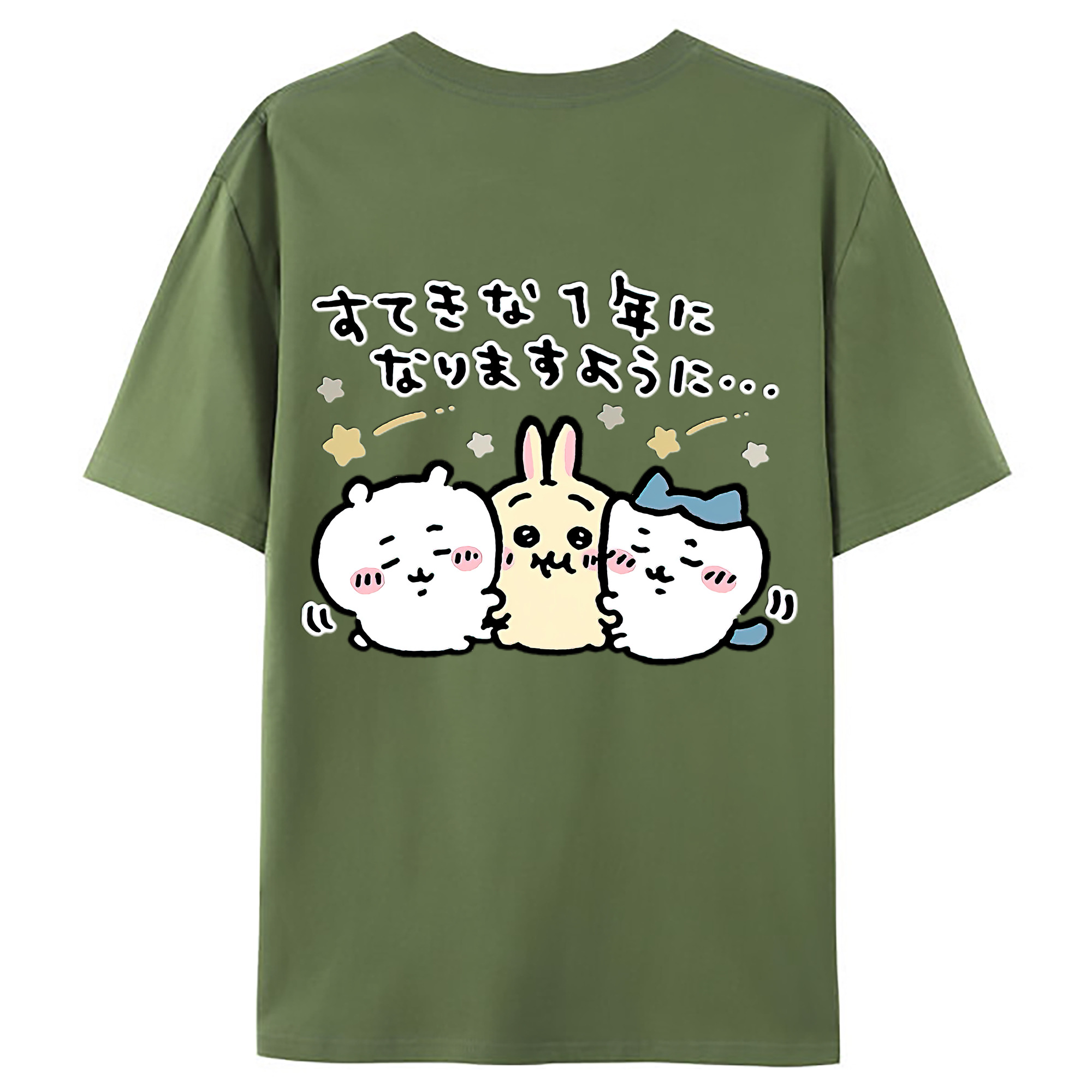 （画像用） ちいかわ ちいかわ Chii-kawa chiikawa 綿100％ メンズ半袖Tシャツ（バックプリント） 通気性